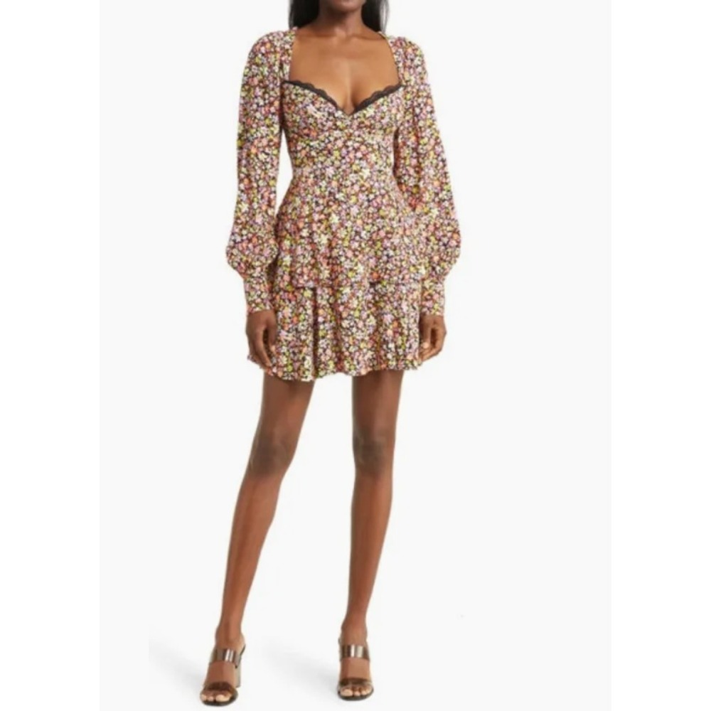 NEW AFRM Modesto Bloom With Grace‎ Floral Sweetheart Mini Dress S